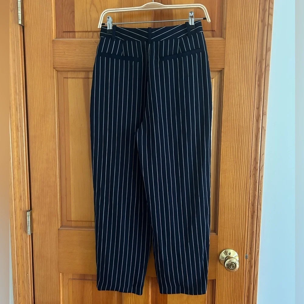 Babaton Modesto Dark Blue Pinstripe High Waisted Cropped Pants - Picture 5 of 7